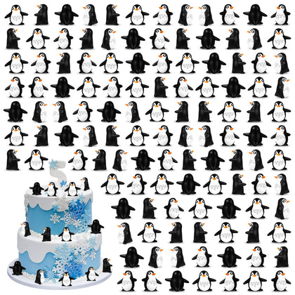 KQYSLXG penguin miniature figurines viewed frontally for display and crafts.