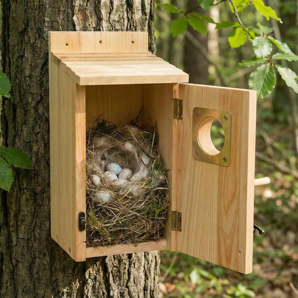 KraAra birdhouse fully assembled and ready to install on a post