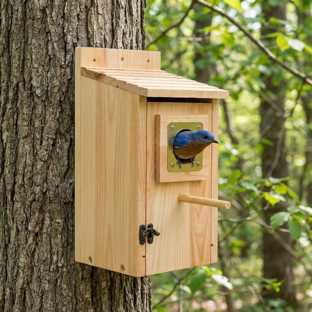 KraAra cedar birdhouse weather-resistant untreated wood for outdoor durability