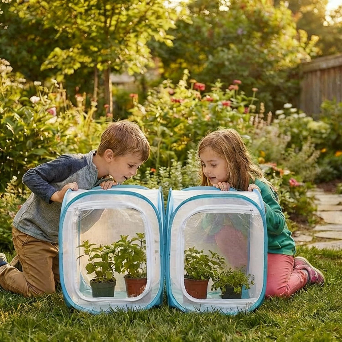 KraAra pop-up terrarium with mesh sides enables clear observation.