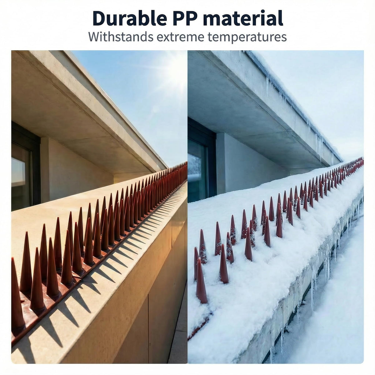KraAra spikes on fence provide reliable, all-weather deterrence for birds.