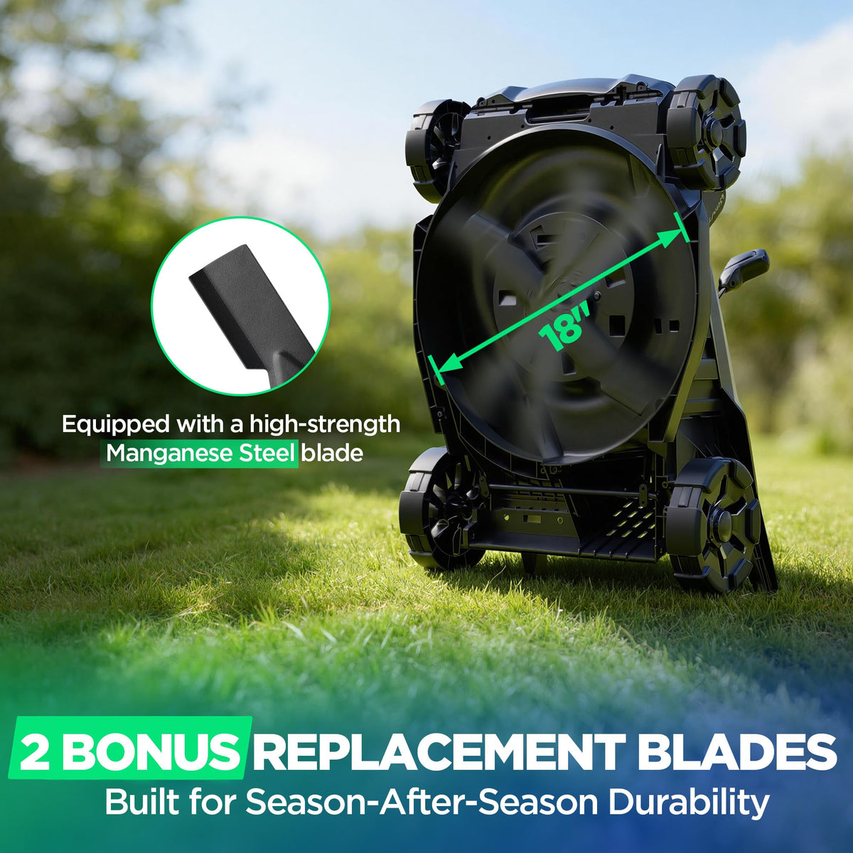 KraftSense 6-height cutting range for seasonal grass adjustments