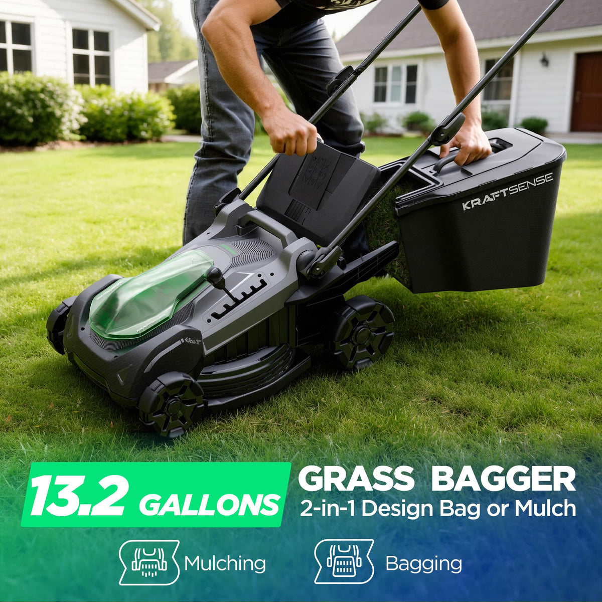 KraftSense quiet mowing experience with minimal noise during use