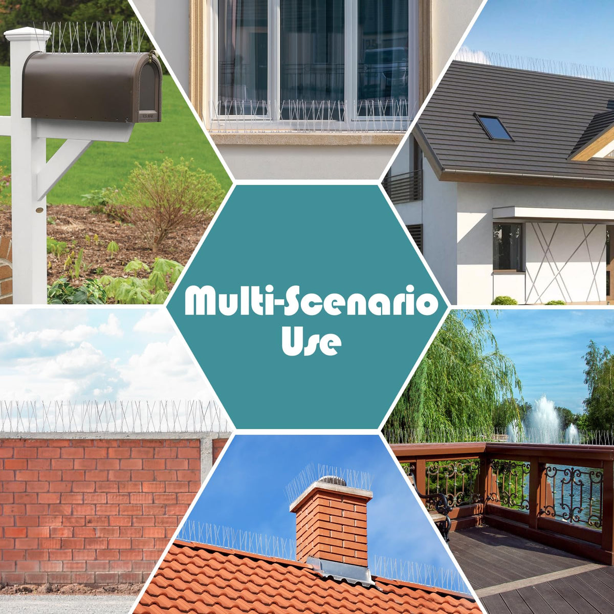 KREMORV bird spikes install on roofs, chimneys, fences, and beams to deter pests.