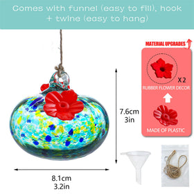 KRISININE hand-blown glass feeder close-up shows color and craftsmanship