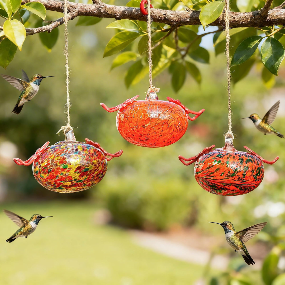 KRISININE hummingbird feeder perch design highlights resting birds for closer observation.