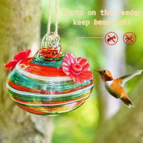 KRISININE hummingbird feeder features anti-bee ports for cleaner nectar access.