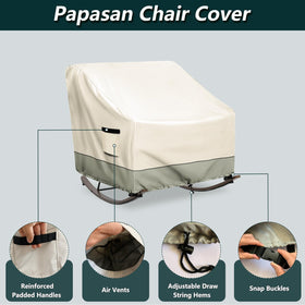 Krismile rocking chair cover back view with buckle straps for wind security.
