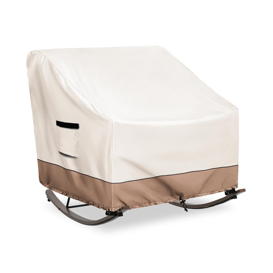 Krismile outdoor rocking chair cover beige full view protects from rain and sun