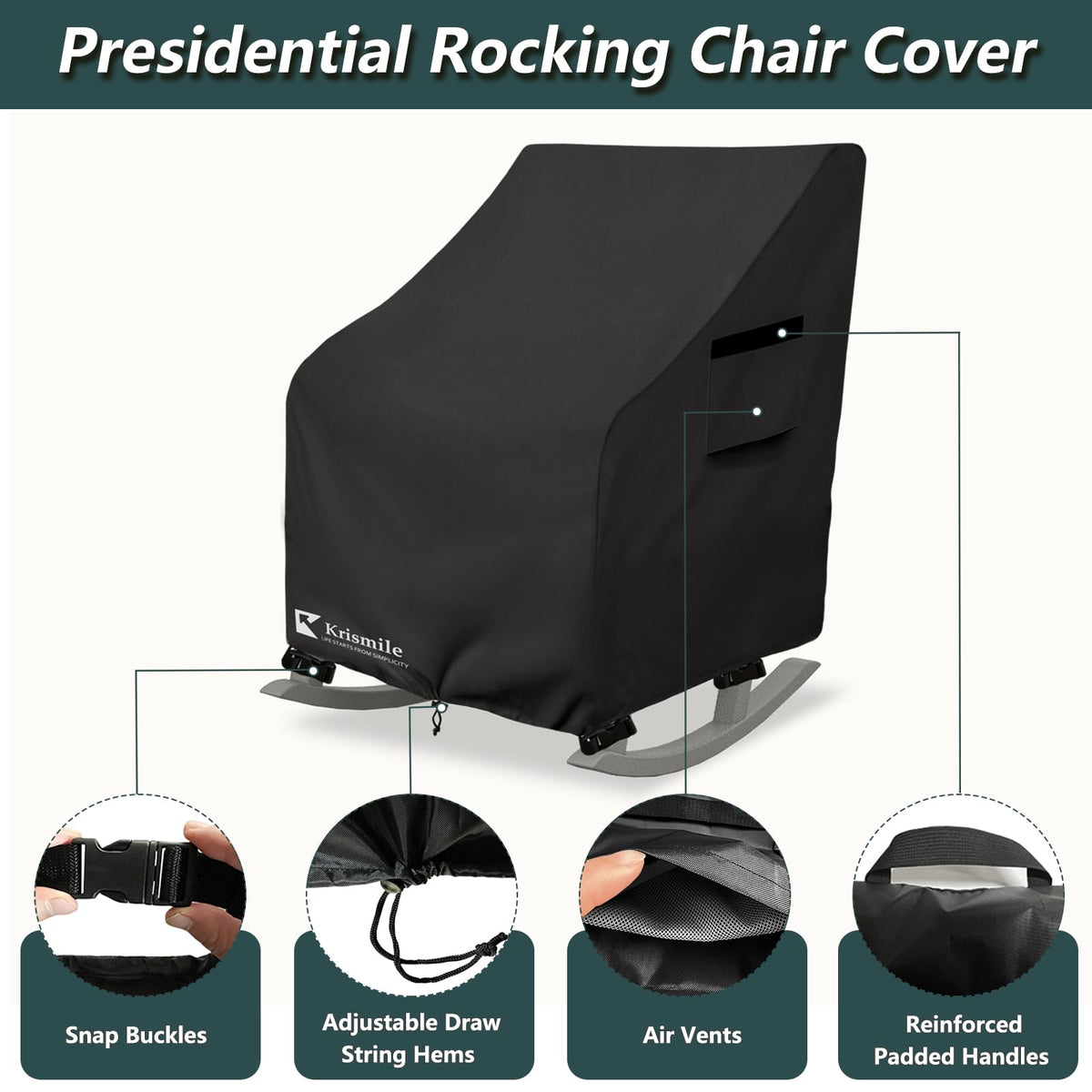 Krismile cover bottom straps secured for wind-resistant fit