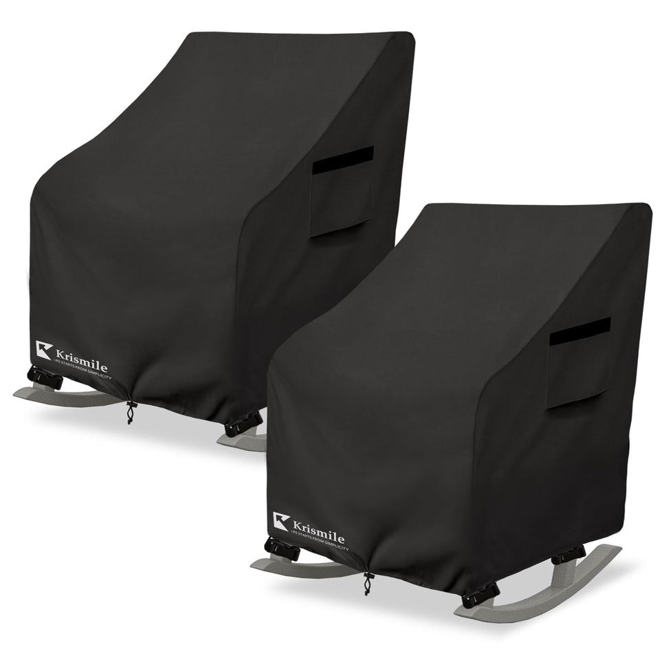 Krismile rocking chair cover on front view showing full waterproof protection
