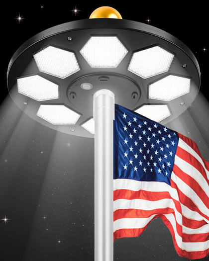 KROMART flag pole light with top mount and 160 LEDs for even nighttime illumination