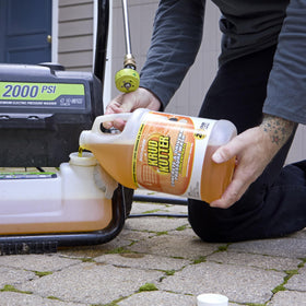 Krud Kutter cleans concrete surfaces after treatment, restoring brightness