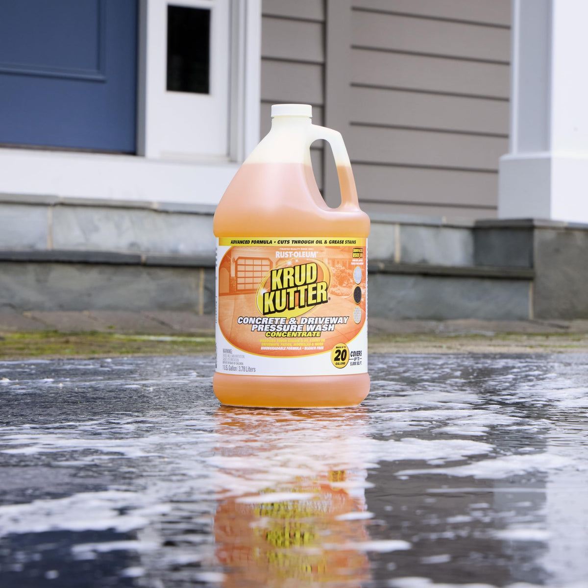 Krud Kutter pressure washer application shows fast cleaning action