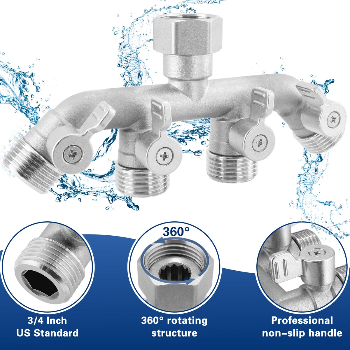 Kruuvax 3/4 inch GHT leakproof connection for secure hoses.