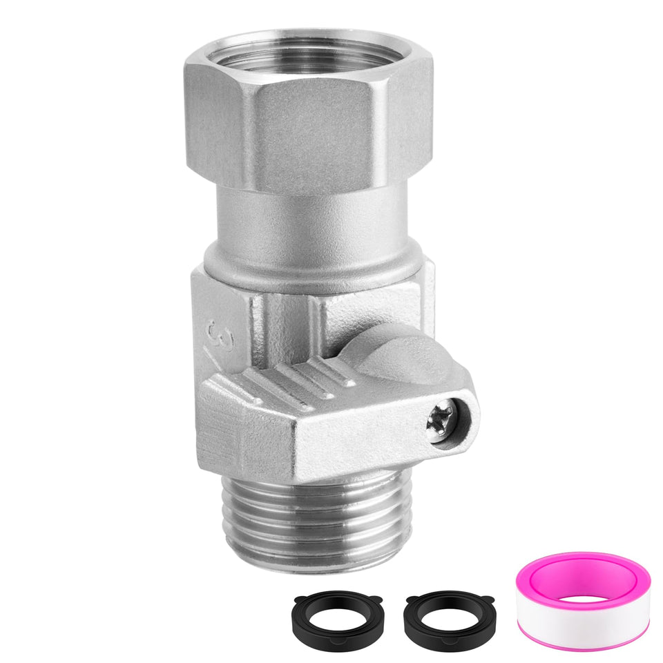 Kruuvax garden hose shut-off valve assembly with full-flow design for steady watering.