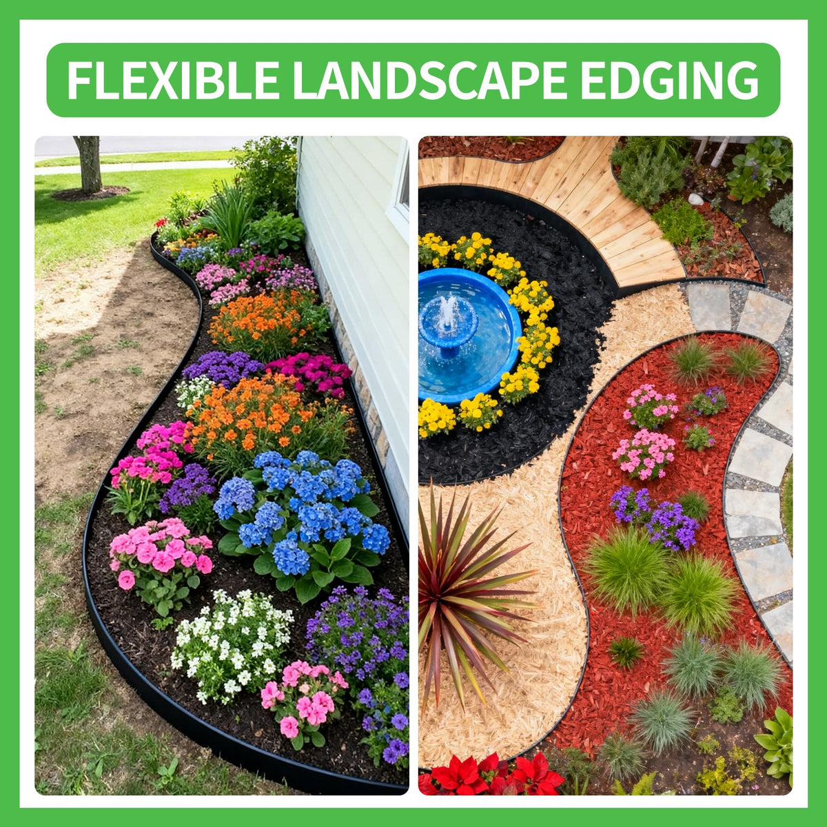 Weed control and mulch retention with Kryonix edging border