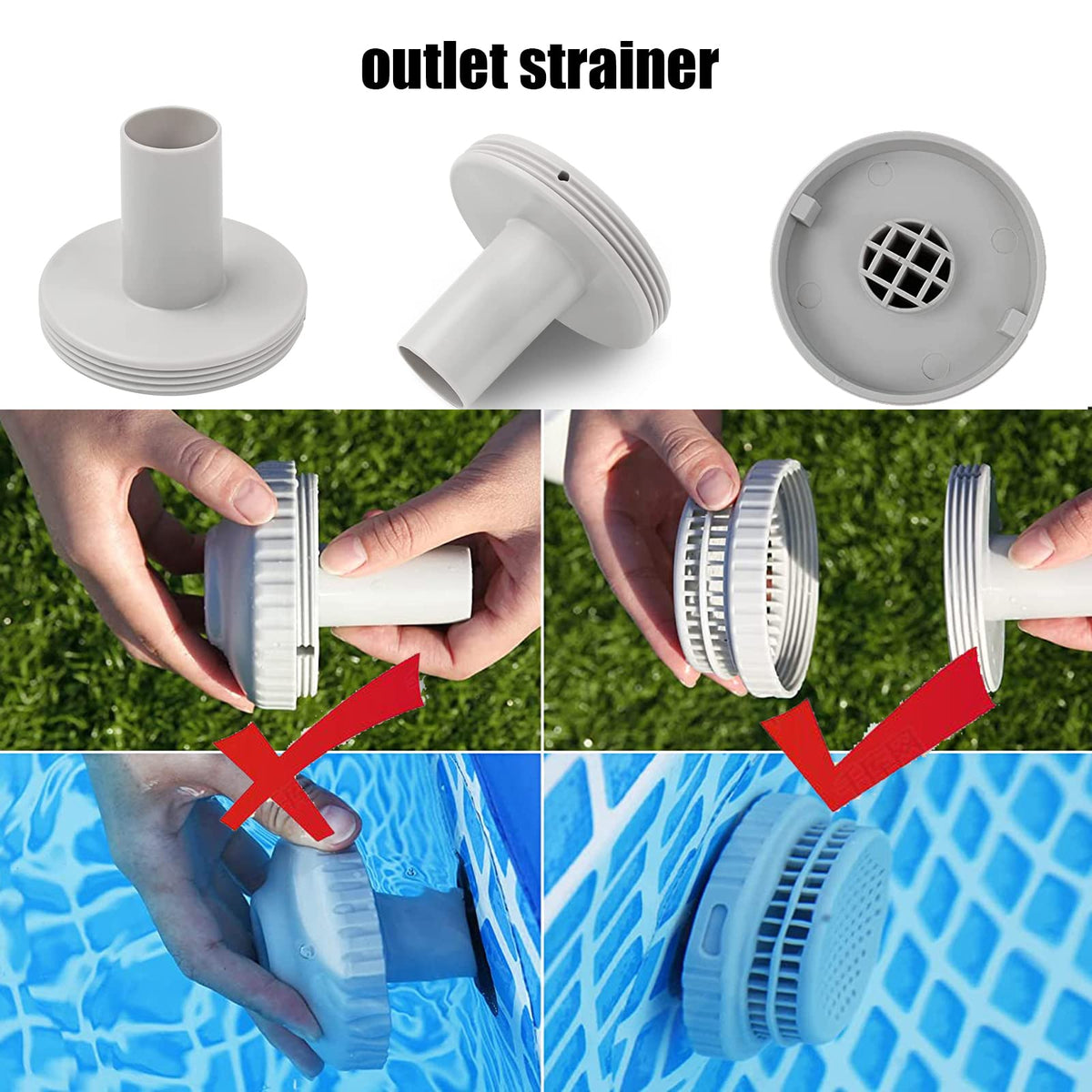 Kscjdg 11070 strainer connector installation image highlights tool-free setup