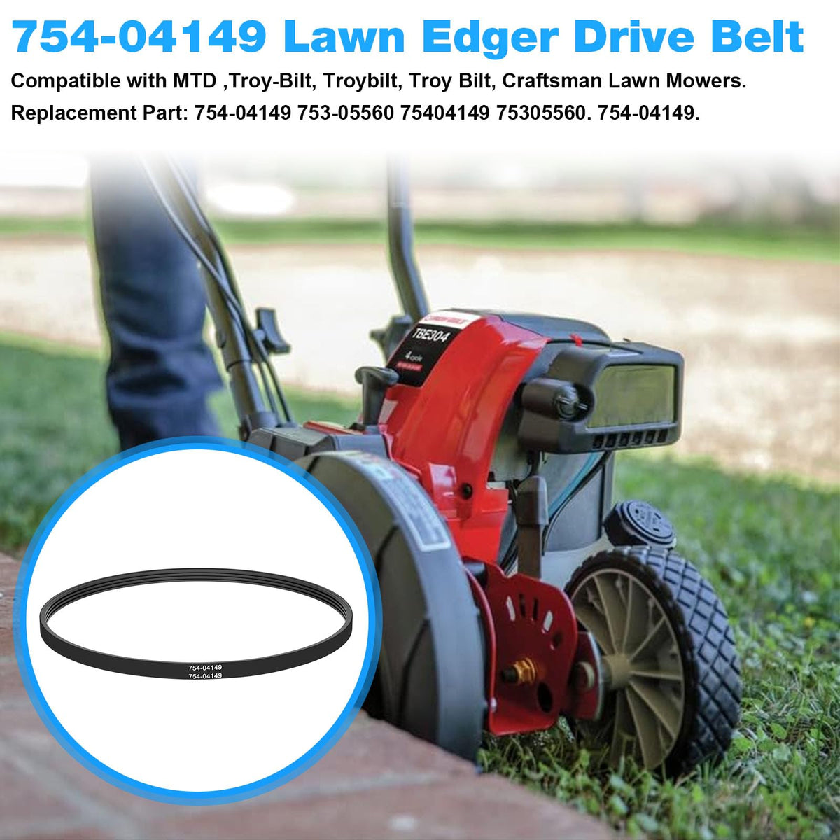 Kscjdg 754-04149 belt on edger mount for smooth power transmission.