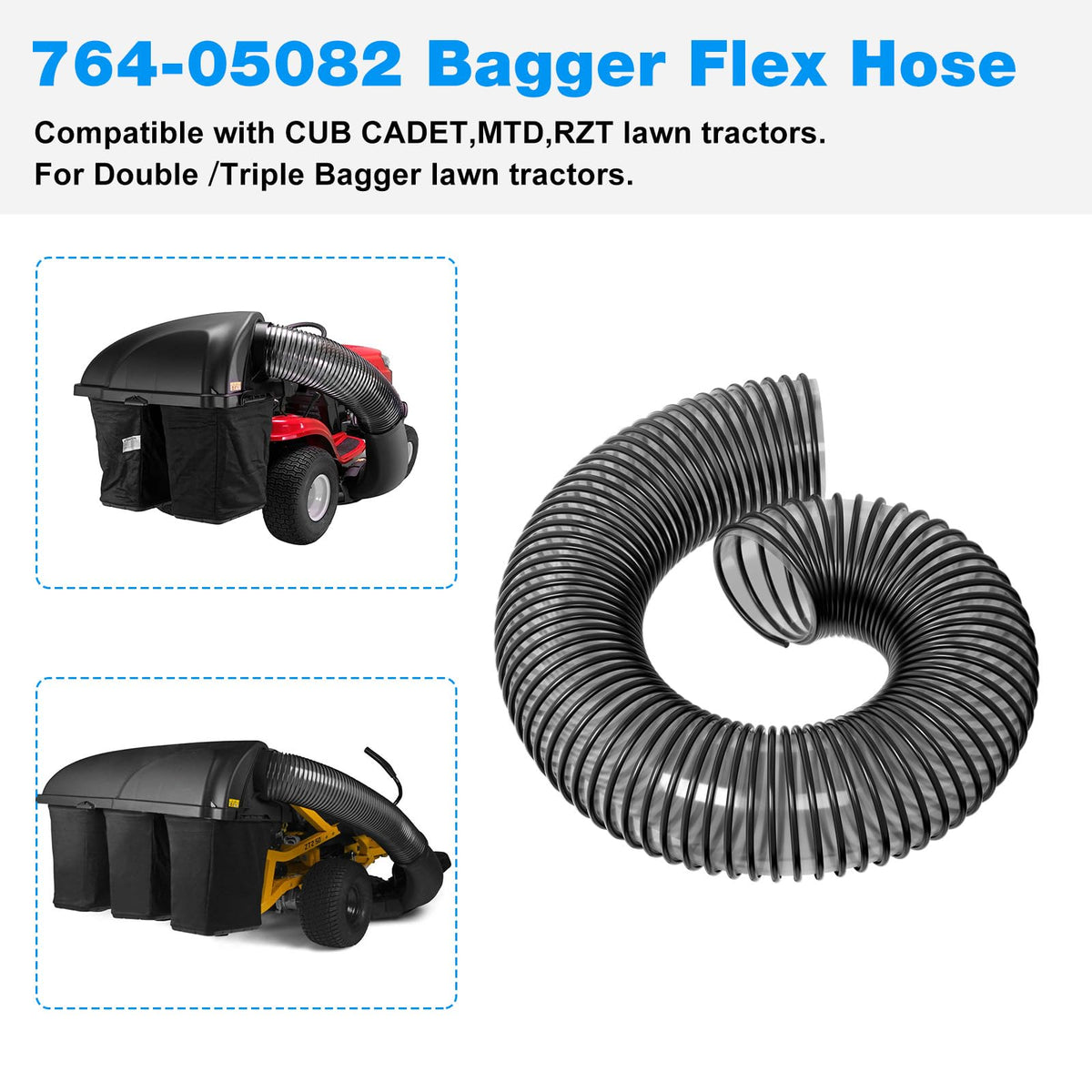 Kscjdg Bagger Flex Hose Cub Cadet 42-46 setup offers reliable twin bagger compatibility.