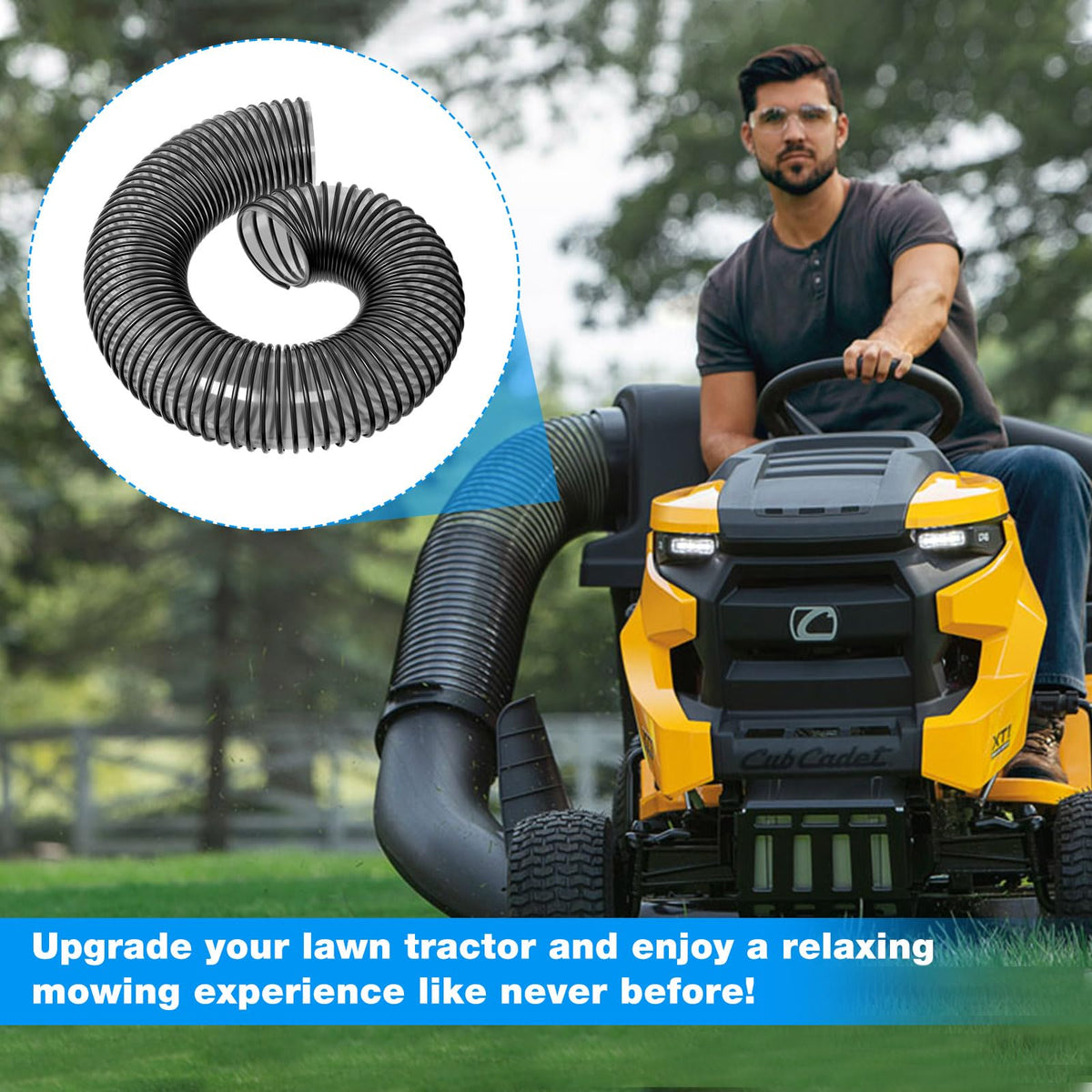 Kscjdg Bagging hose improves grass collection and tidies mowing tasks.
