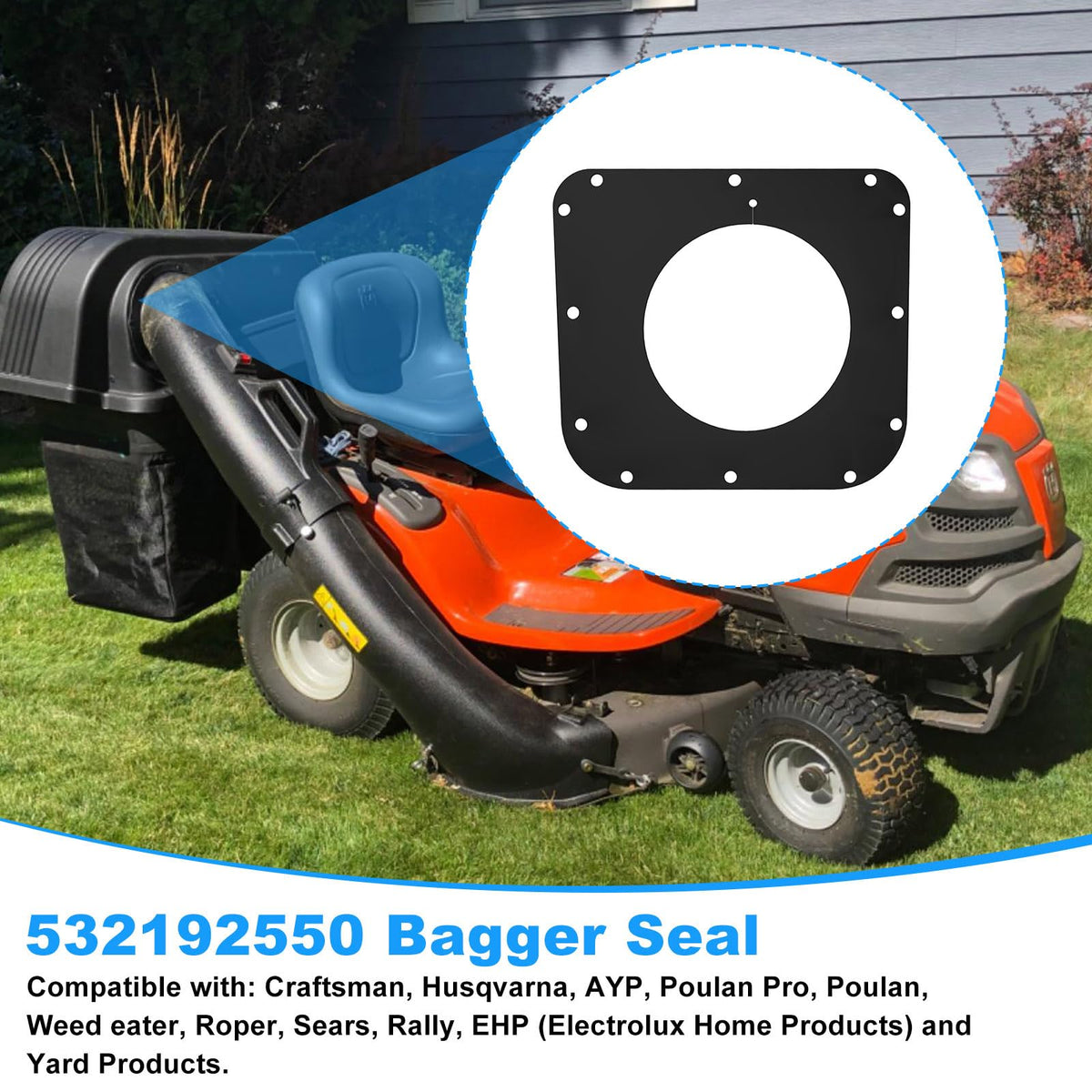 Kscjdg Craftsman bagger top seal provides precise deck sealing for cleaner mowing.