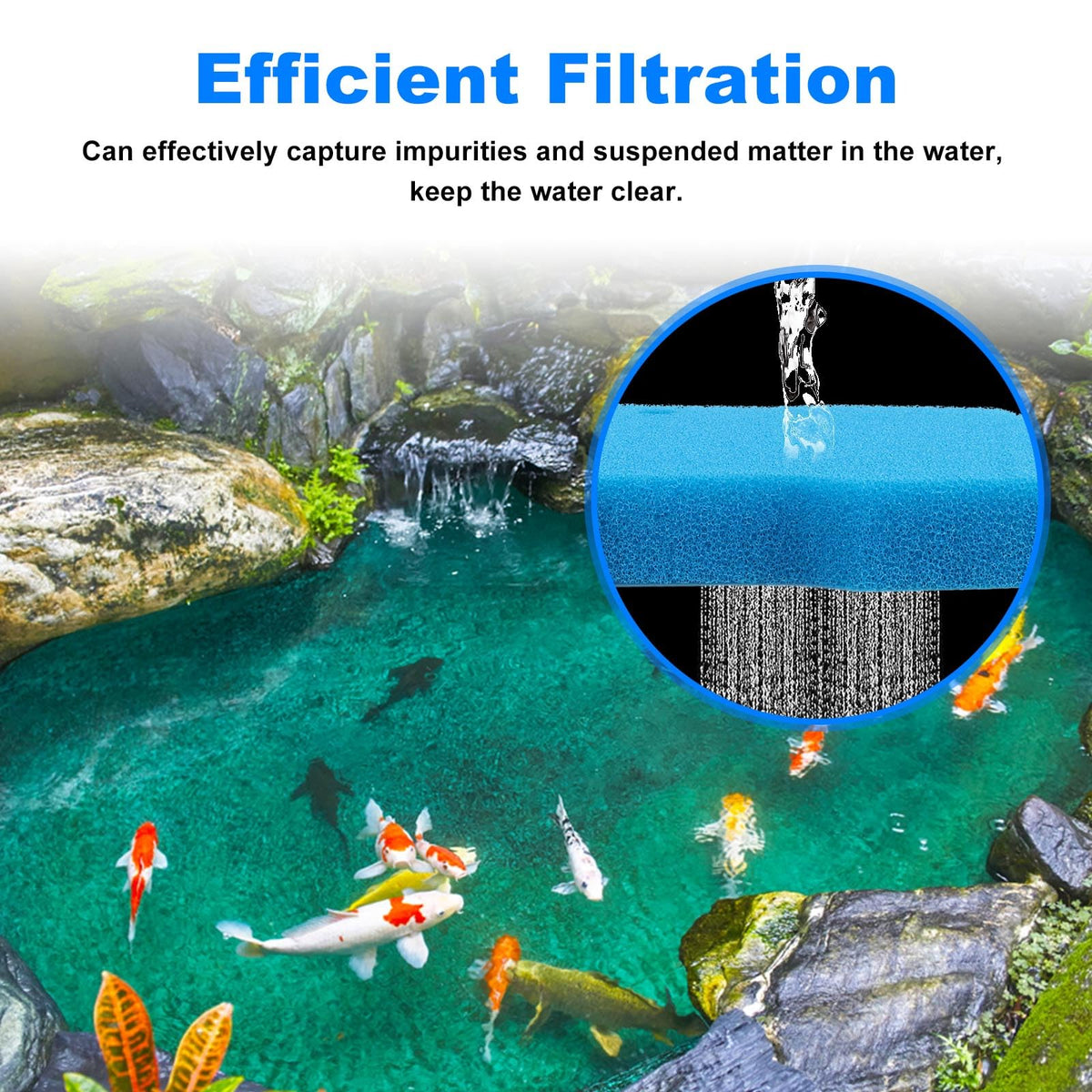 Kscjdg efficient filtration improves pond clarity by removing debris.
