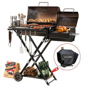 kscocinaBBQ portable charcoal grill with smoker for easy transport