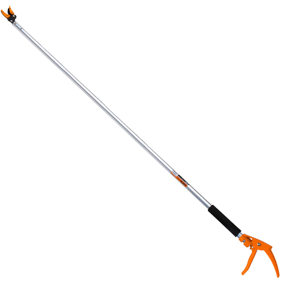 KSEIBI long-reach pruner with aluminum arm for extended pruning reach.