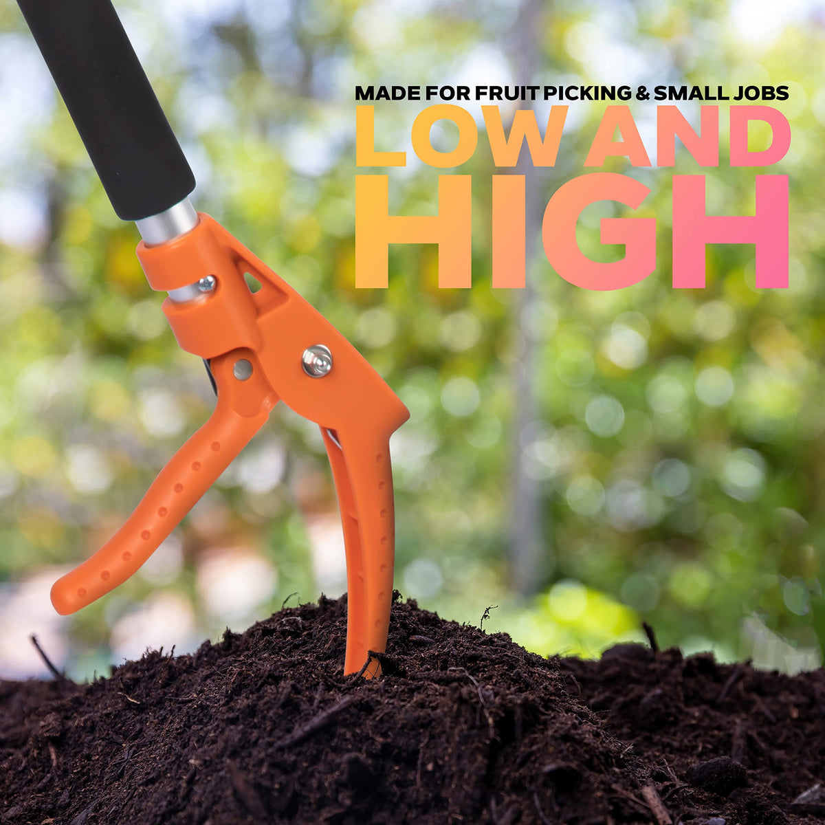 KSEIBI long-reach pruner used for overhead branches and elevated pruning.