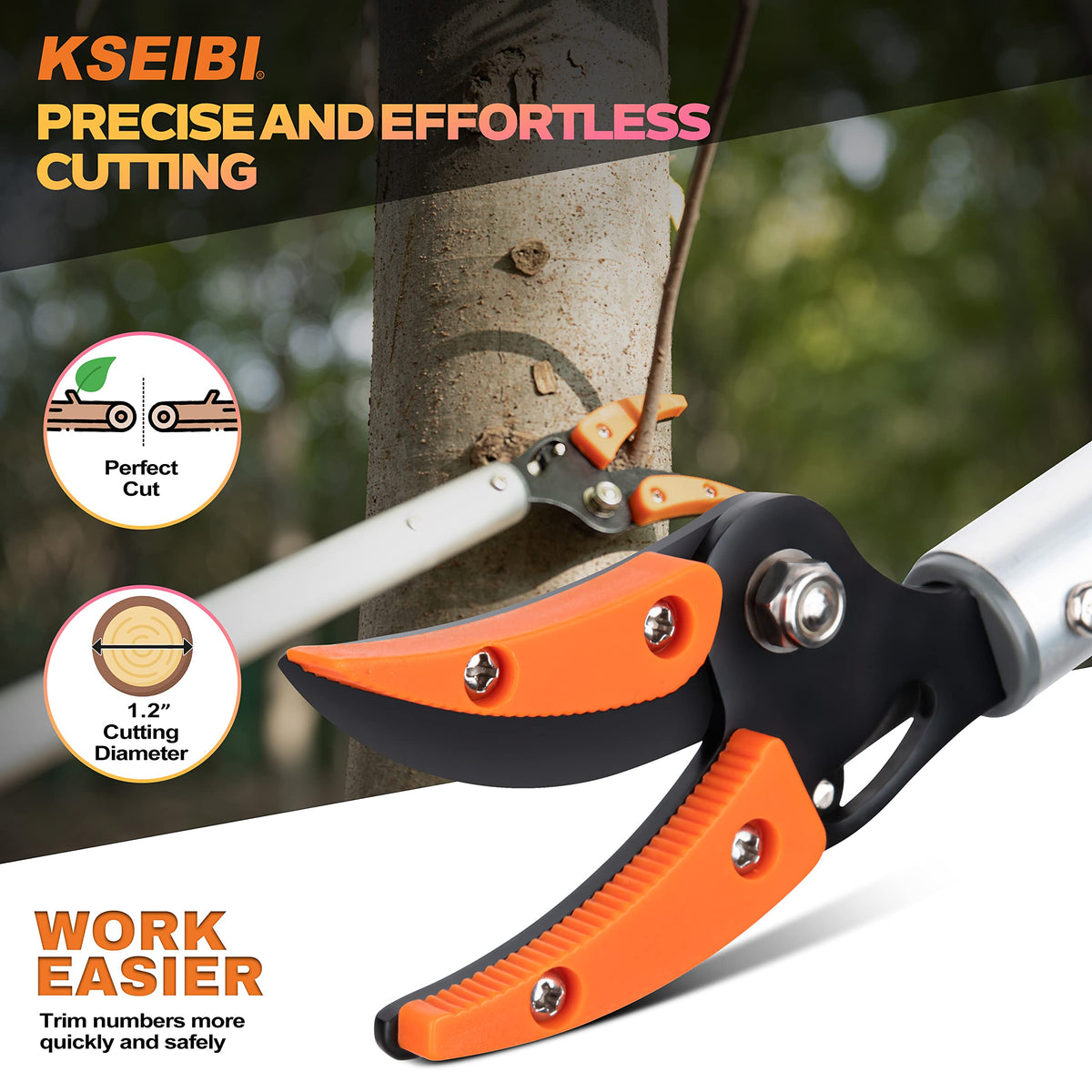 KSEIBI pruner comfortable grip reduces fatigue during long sessions.