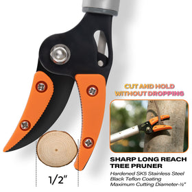 KSEIBI pruner revolving arm allows blade rotation without moving the grip.