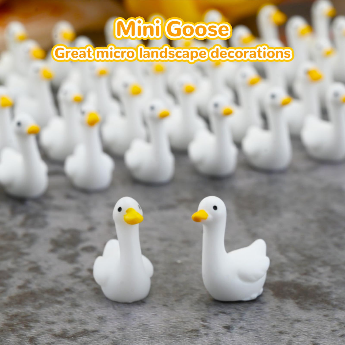 Ksheria mini goose figurines enhance cake toppers and dollhouse scenes.