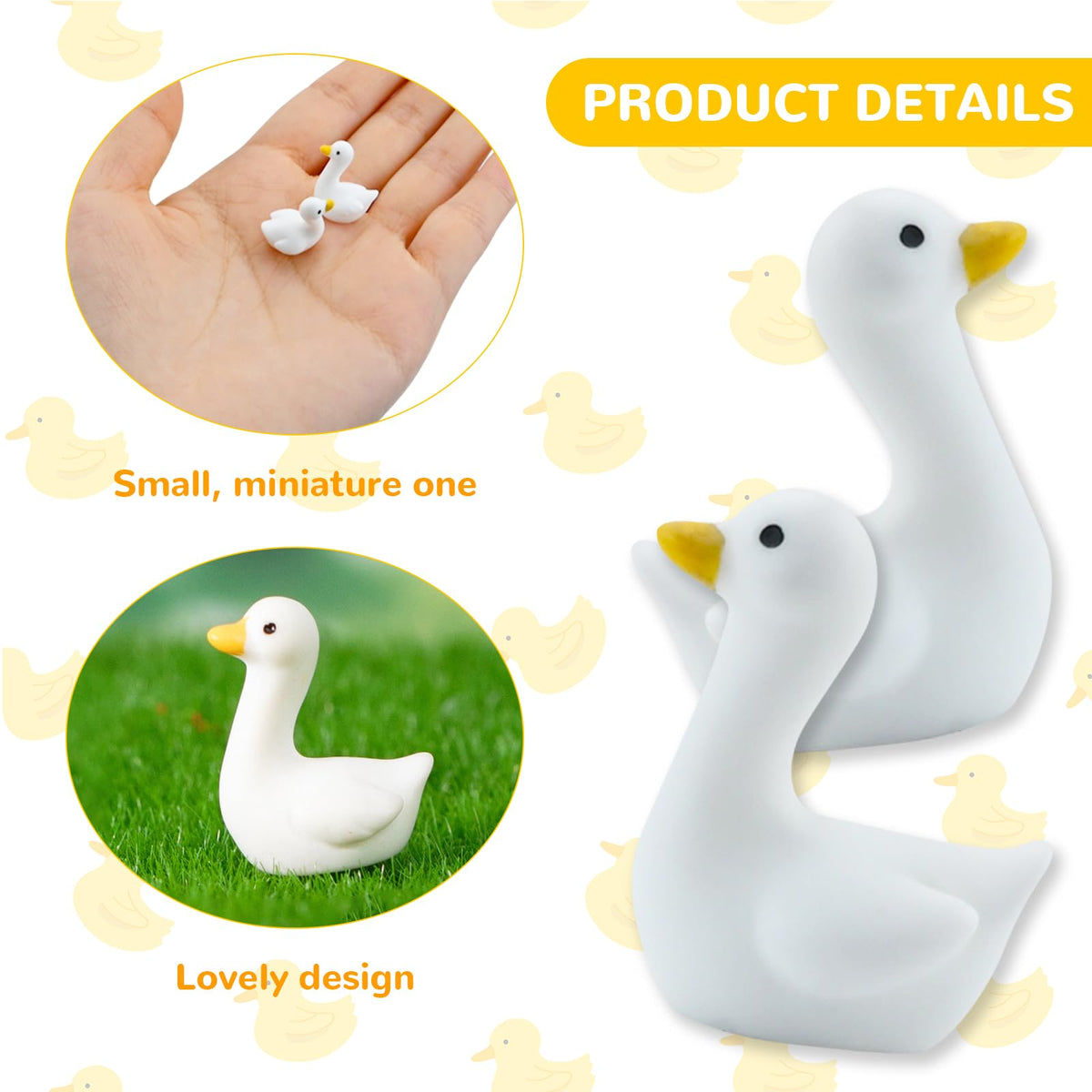 Ksheria tiny goose statue designed for aquariums and plant displays.