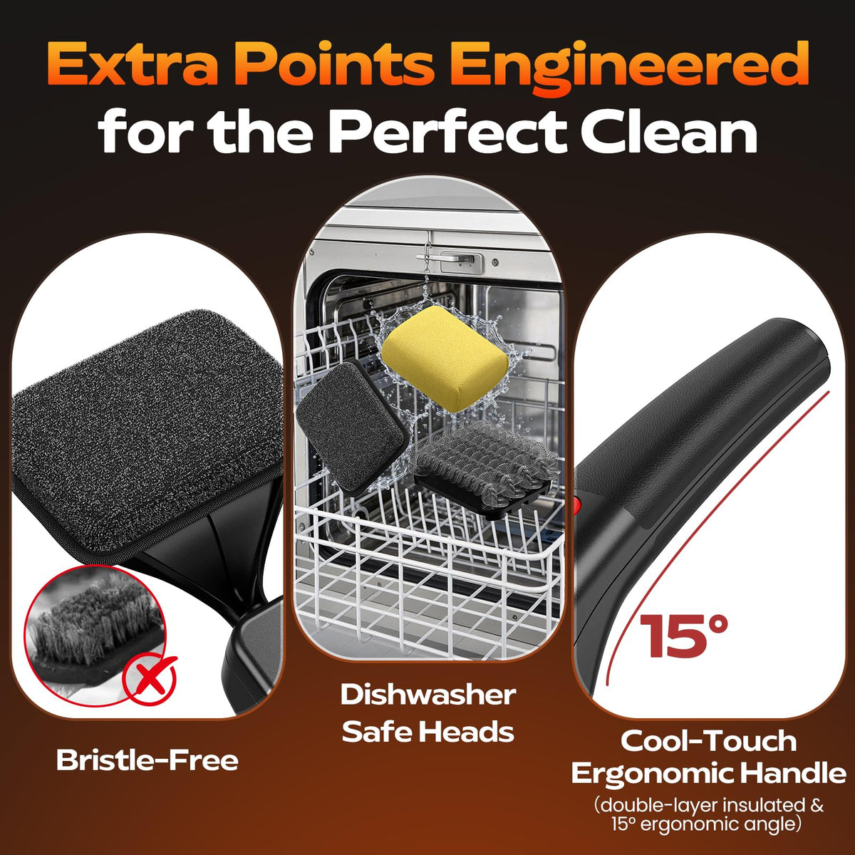 KSNLM dishwasher-safe brush heads for easy maintenance