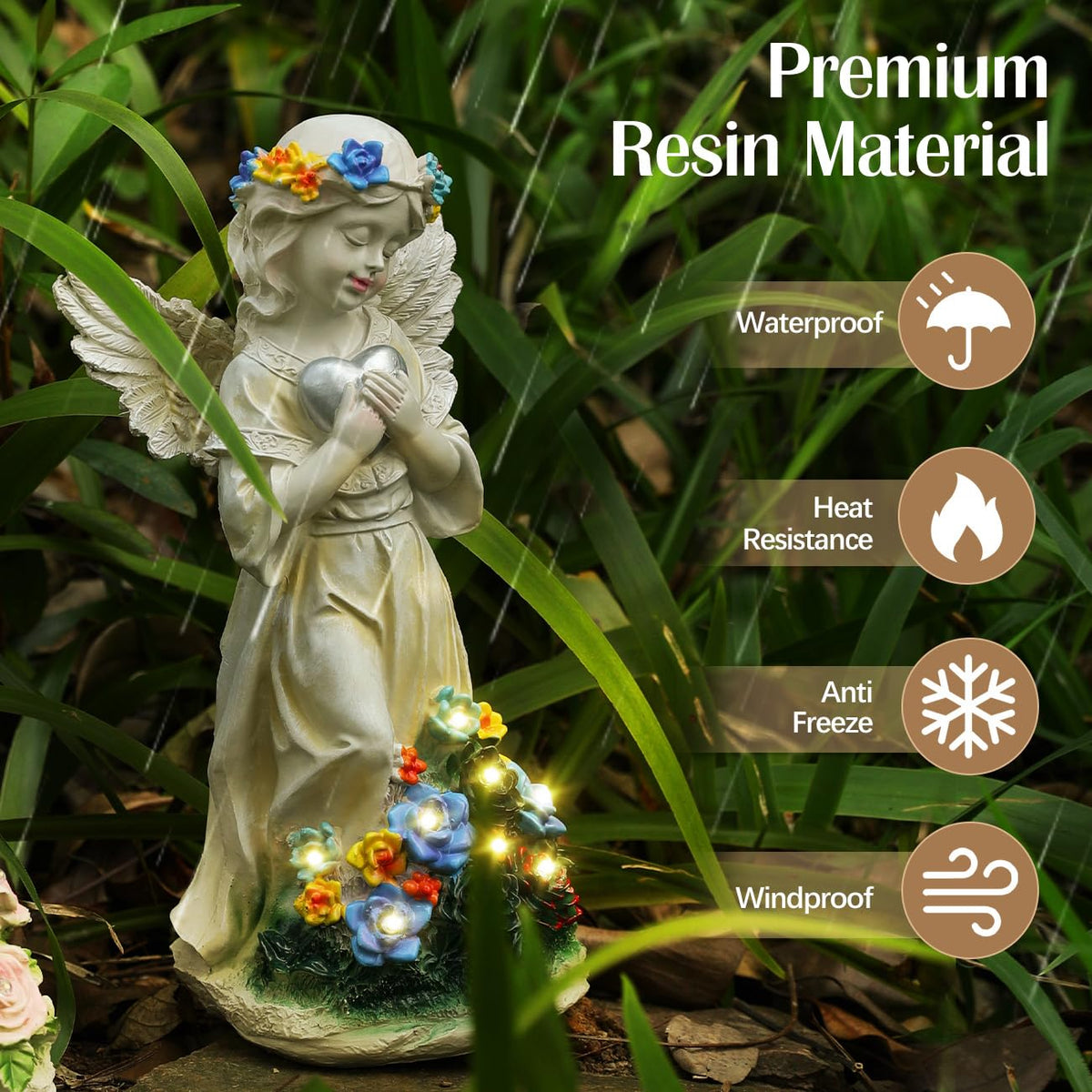 Kssiaz solar-led angel garden light providing soft pathway illumination
