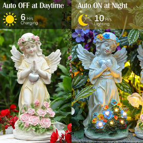 Kssiaz waterproof angel garden statue showing durable outdoor decor after rain