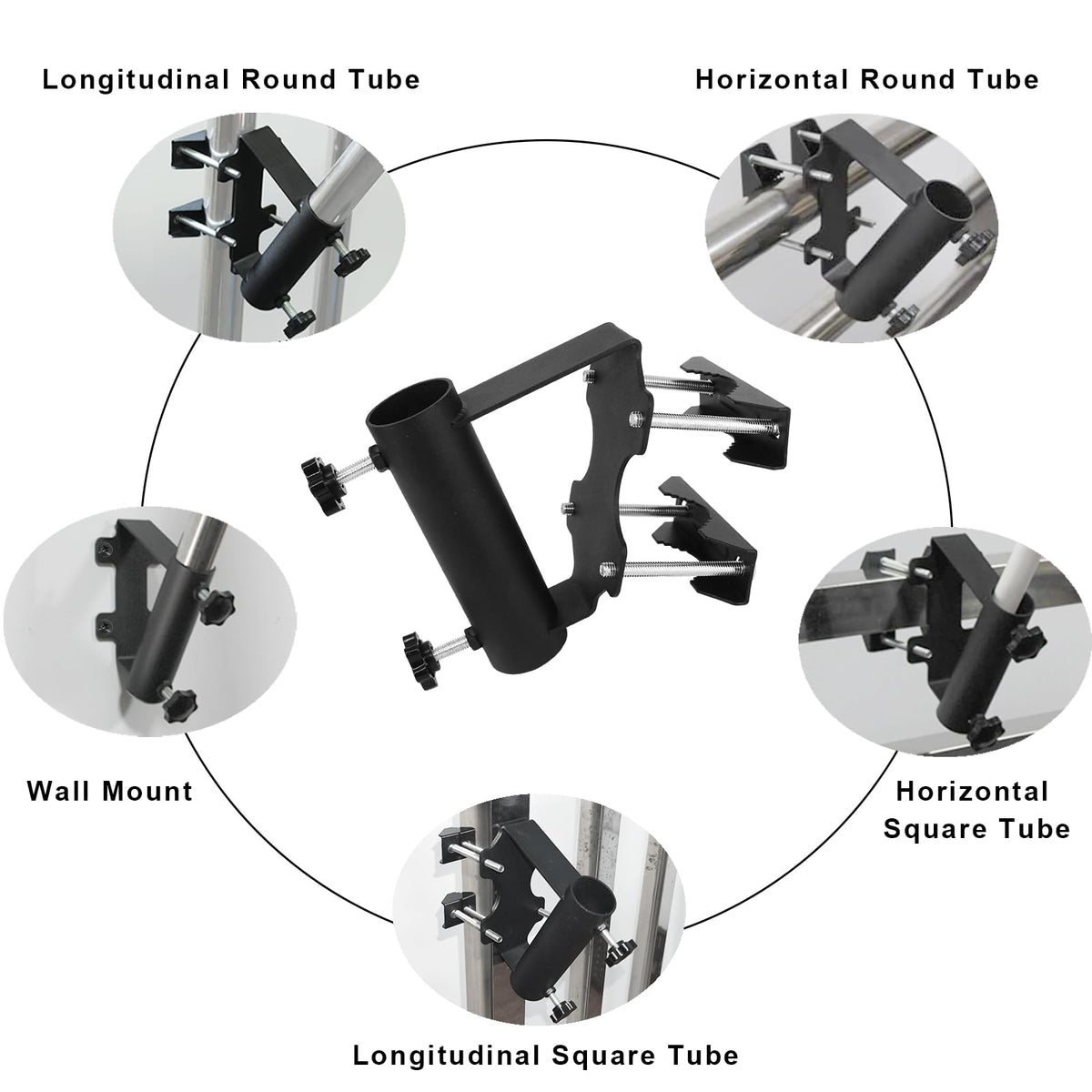 KSWLOR flagpole bracket installed on railing enables quick, drill-free flag display.