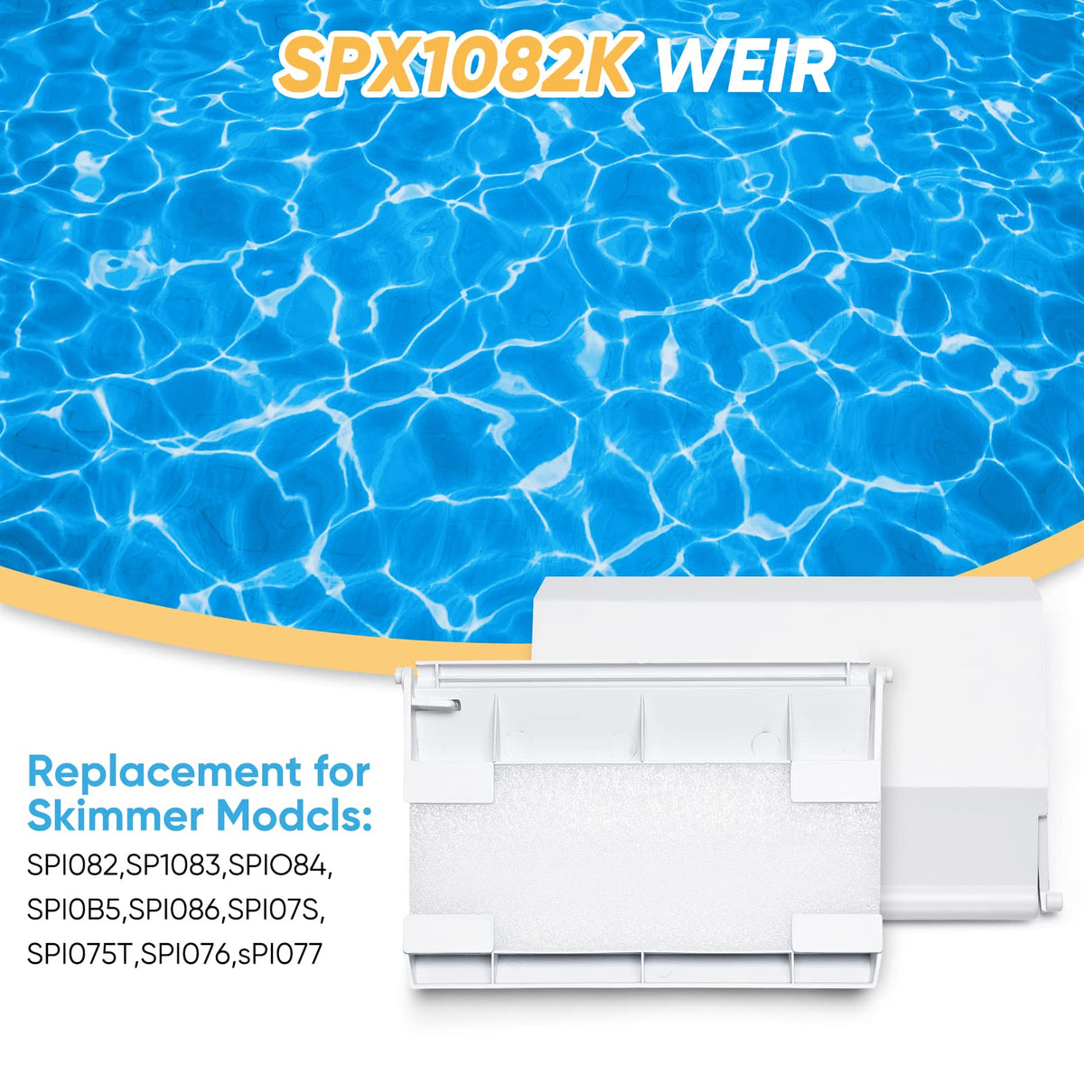 KTWT SPX1082K skimmer weir flap installation view; snap-in replacement without tools.
