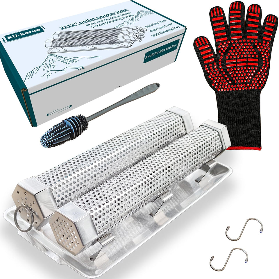 KU-koruo pellet smoke tube with lid keeps pellets contained for cleaner sessions.