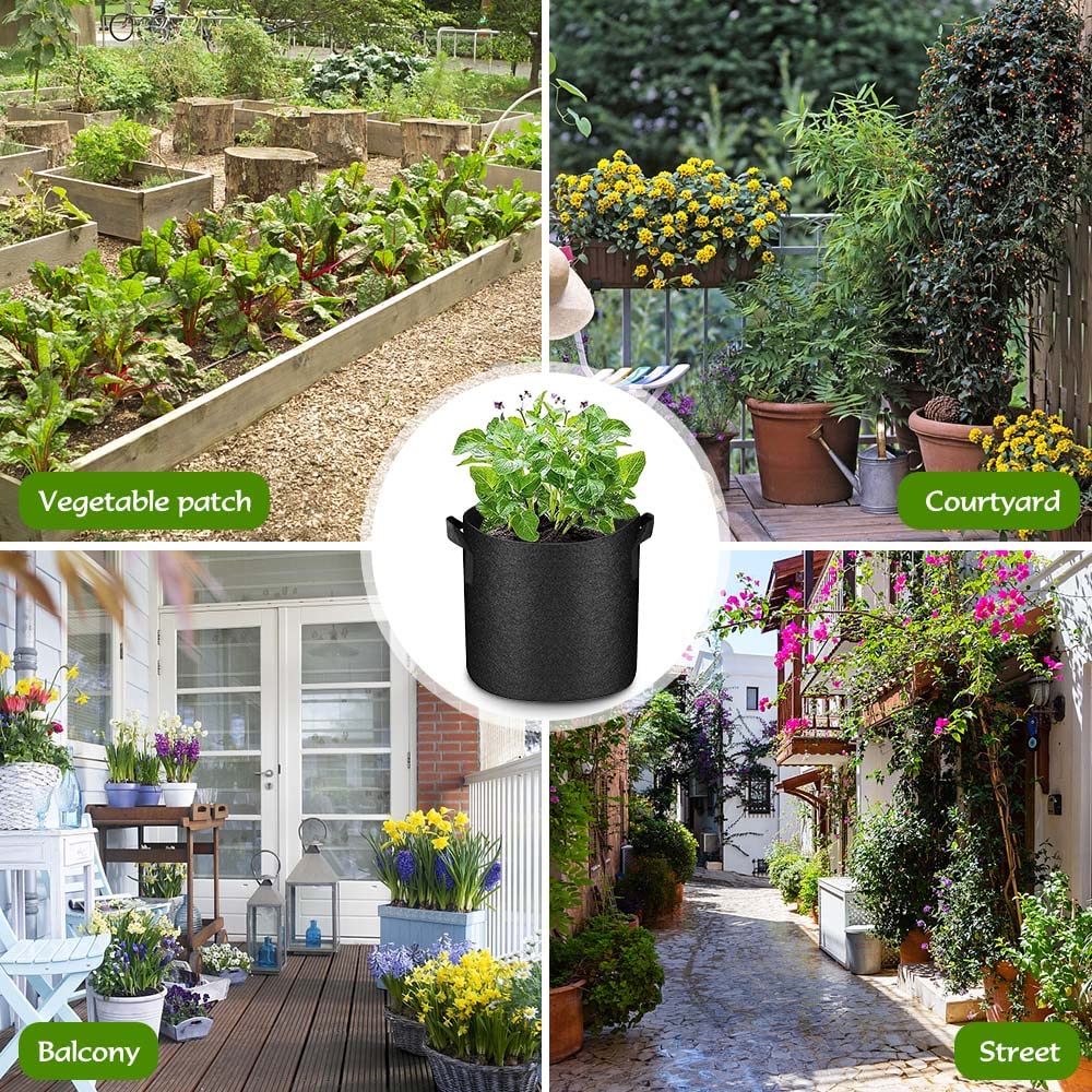 Kuchisity portable fabric plant bags suitable for indoor and outdoor use.