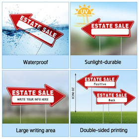 Kuco 17 by 6 inch estate signs for large yard sales.