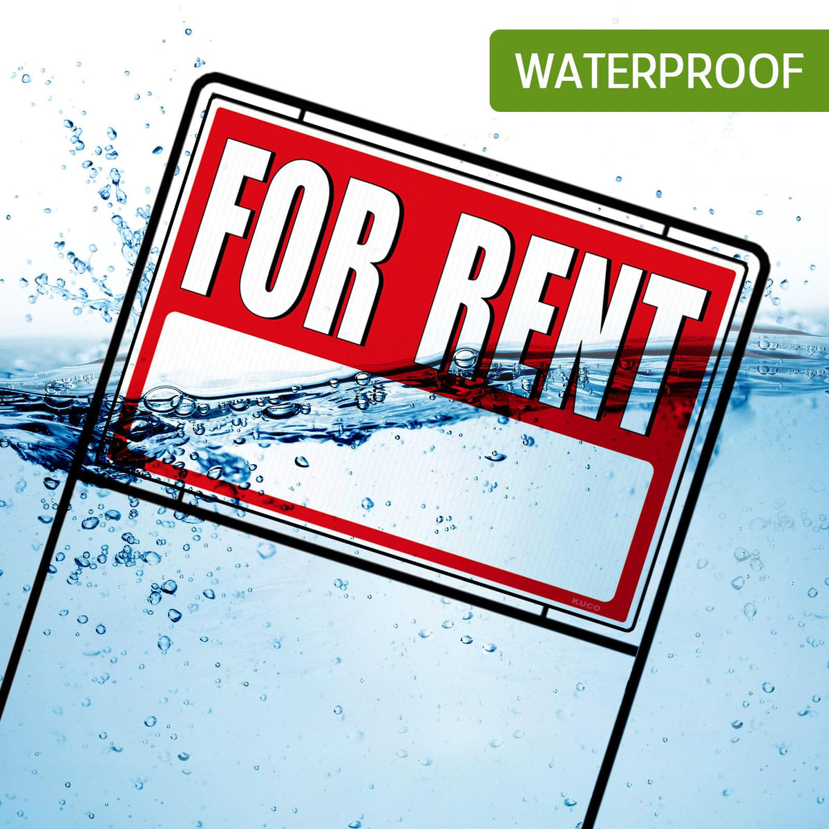 Kuco for rent sign 30-inch height ensures prominent roadside presence.