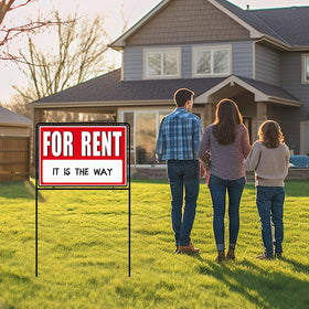 Kuco for rent sign large info area enables easy contact details.