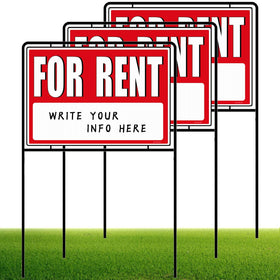Kuco for rent sign stake 30-inch front view highlights high outdoor visibility.