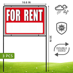 Kuco for rent sign weatherproof material withstands wind and rain.