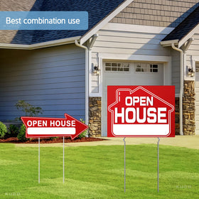 Kuco open house large red double-sided sign increases yard visibility.