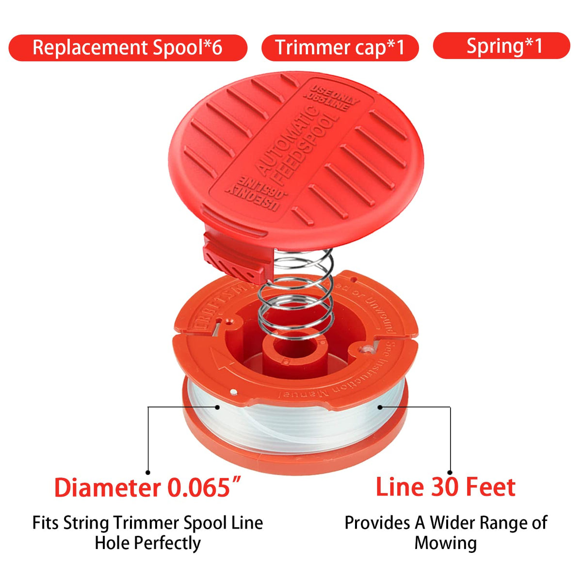 Six-pack replacement spools from Kudoosen support easy maintenance.