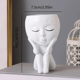 Kudriod funny face planter indoors on window sill adds playful charm.