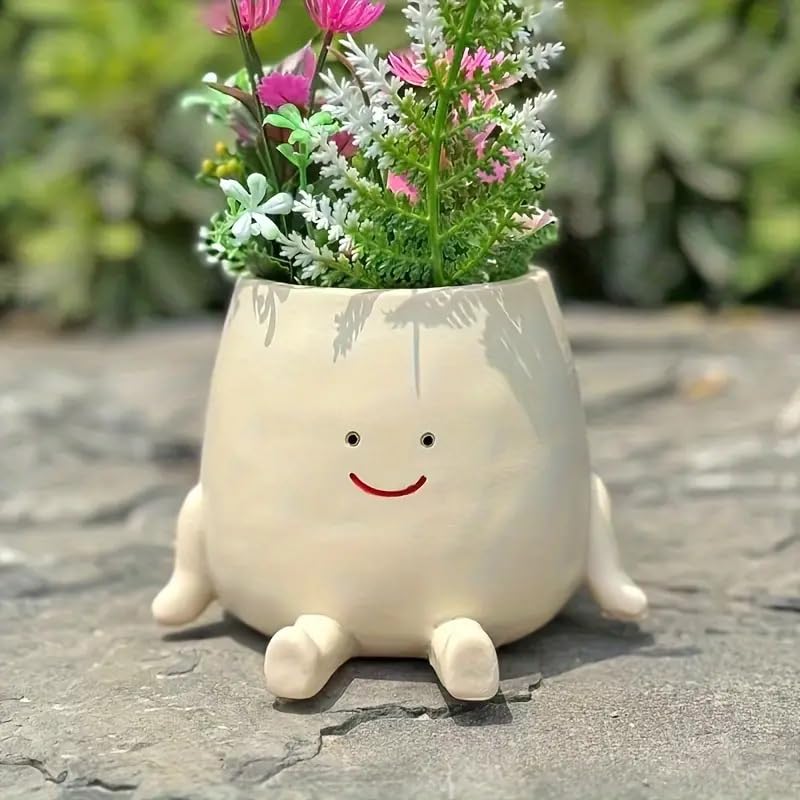 Kudriod Smiley Face Planter Pot outdoor-ready design complements garden decor